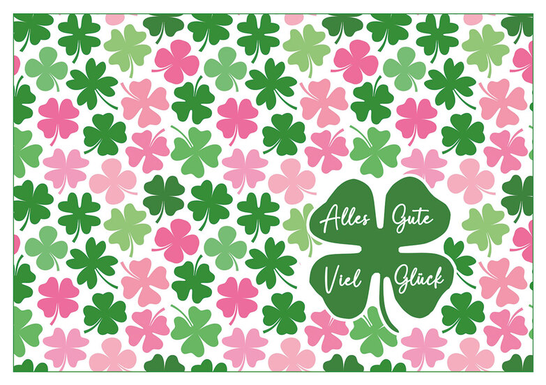 Grußkarte: Glücksklee Wiese