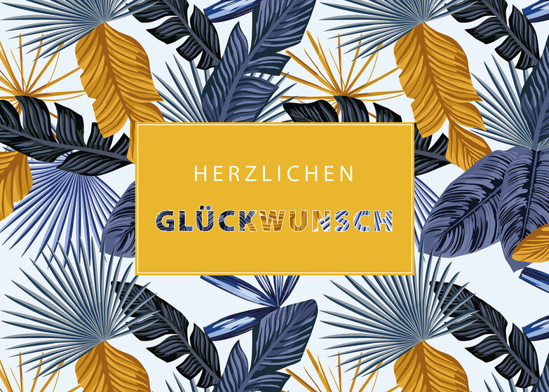 Grußkarte: Gold und Blau