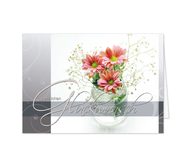 Karte: Blumen mit Schleierkraut