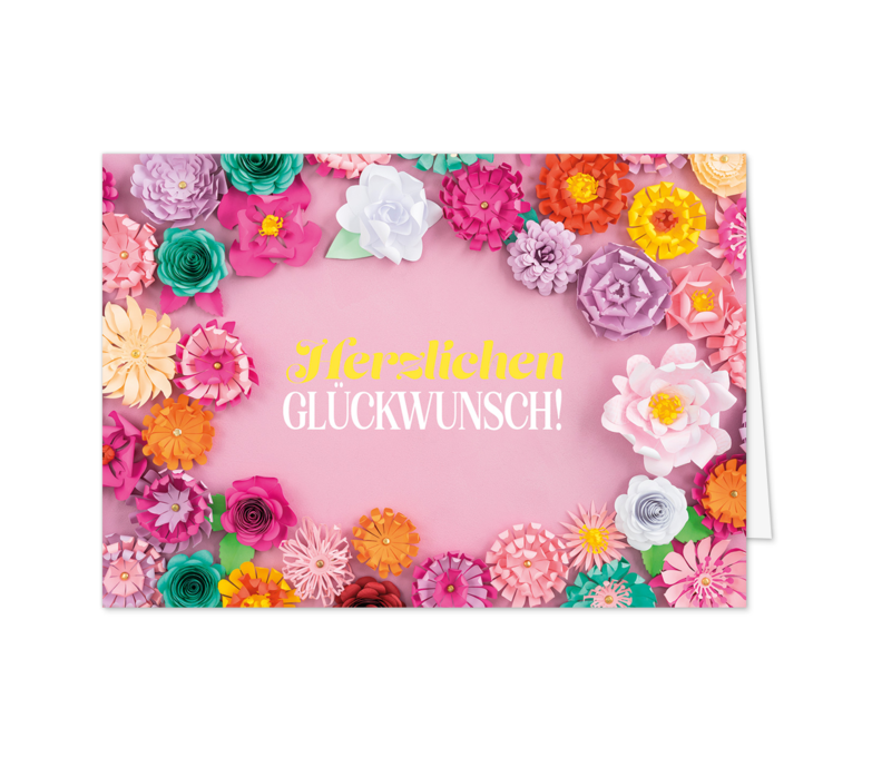 Karte: Handgemachte Papierblumen