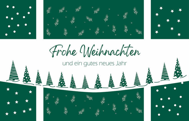 Weihnachtskarte: Grün geschmückt