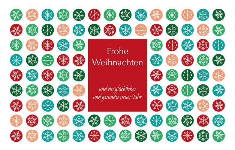 Weihnachtskarte: Farbenfrohe Kreise