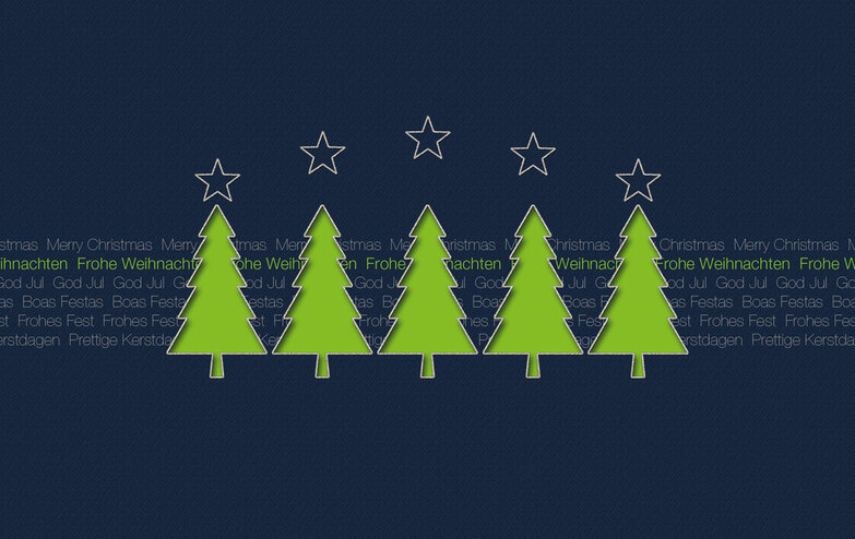Weihnachtskarte: Fünf mit Sternen
