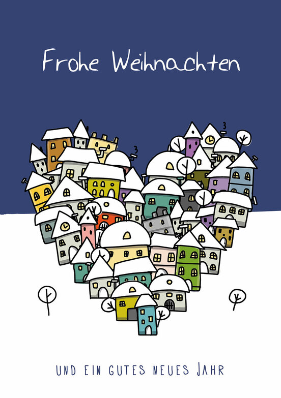 Grußkarte: Herzliches Winterdorf