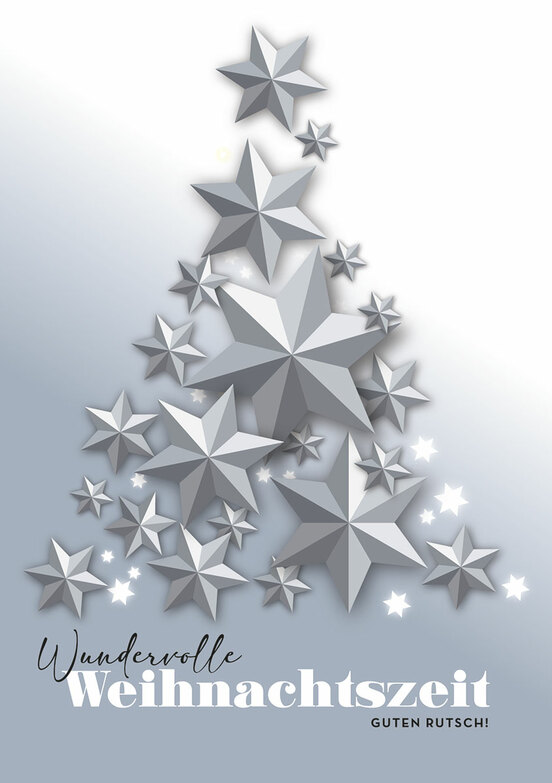 Weihnachtskarte: Silbersternenbaum