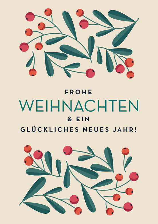 Weihnachtskarte: Winterliche Beeren