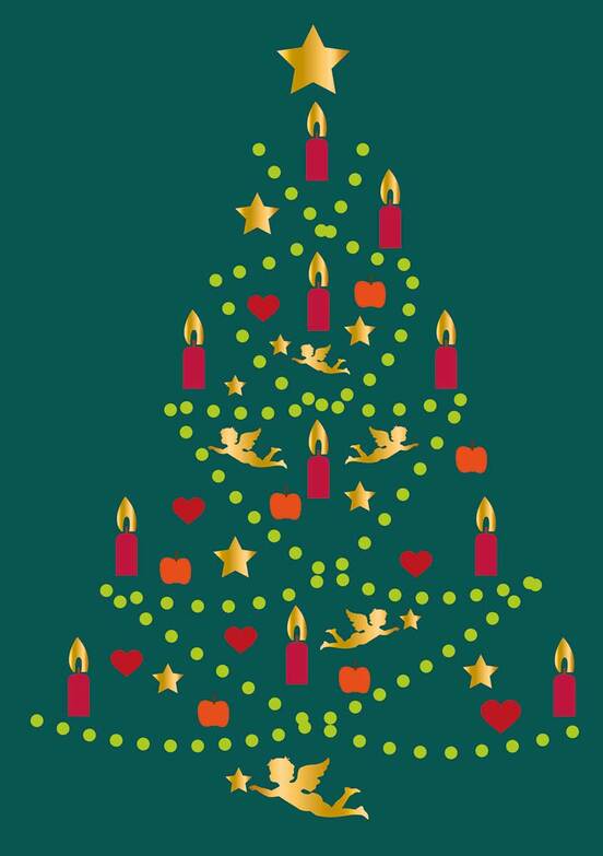 Weihnachtskarte: Engelsbaum