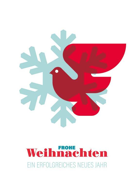 Weihnachtskarte: Rote Taube