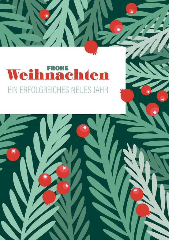 Weihnachtskarte: Grafische Beeren und Zweige