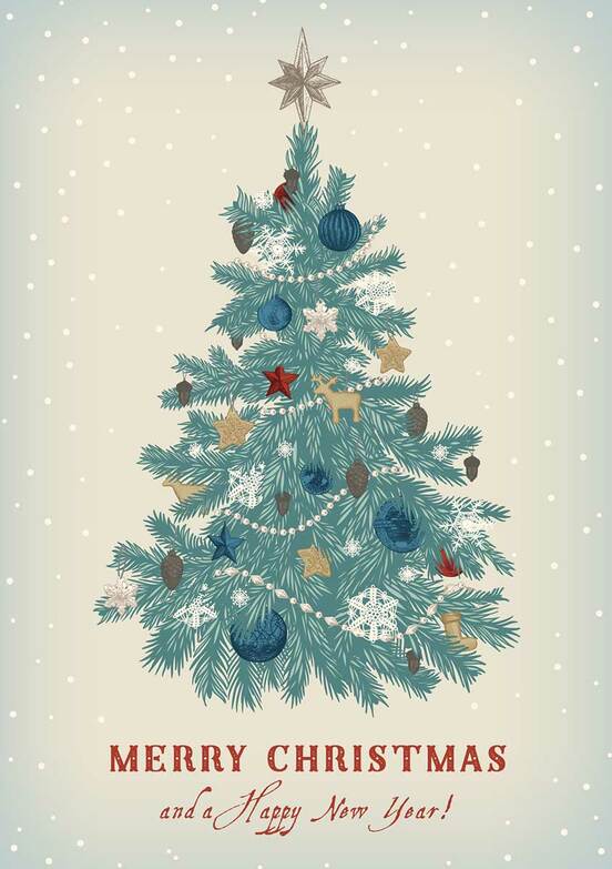 Weihnachtskarte: Nostalgischer Weihnachtsbaum