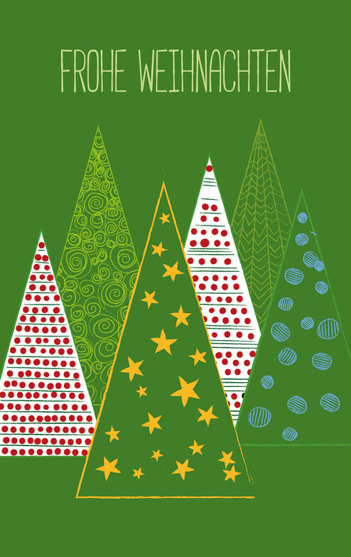 Weihnachtskarte: Bäume mit Muster