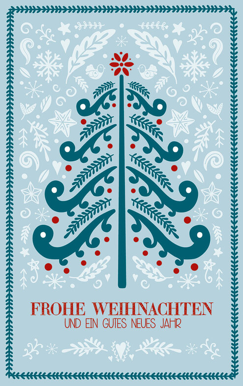 Weihnachtskarte: Folklorebaum