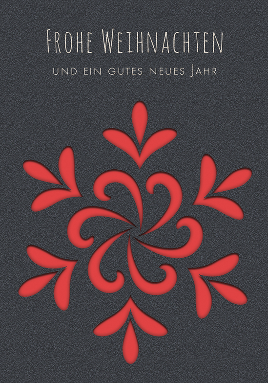Weihnachtskarte: Schneeflocke im Glanz - Rot