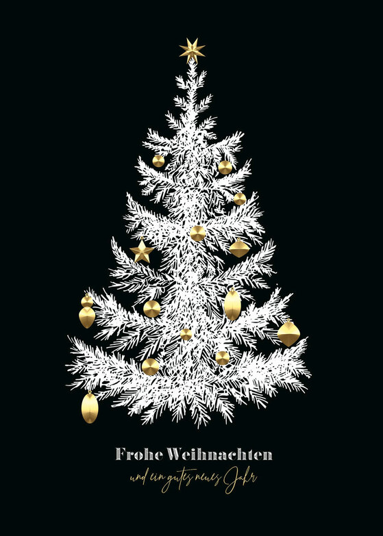 Weihnachtskarte: Geschmückte Tanne