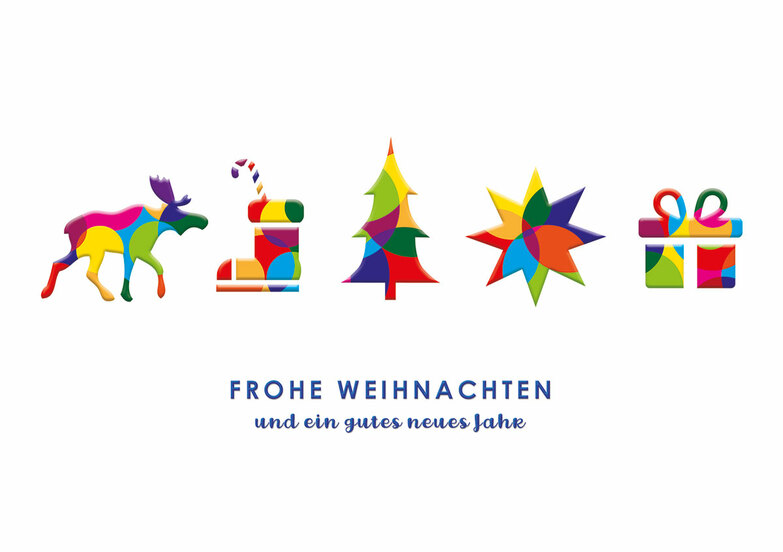 Weihnachtskarte: Bunte Weihnachtsicons