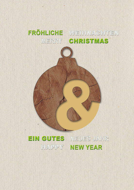 Weihnachtskarte: Holzkugel