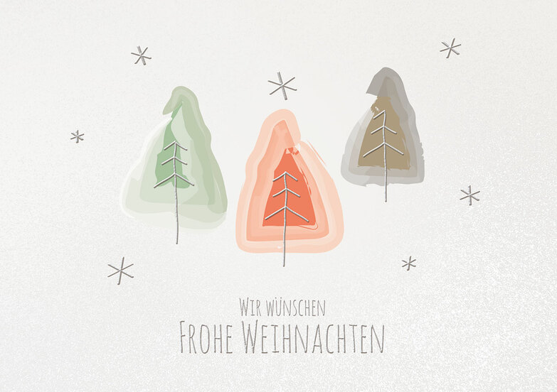 Weihnachtskarte: Aquarellbäumchen