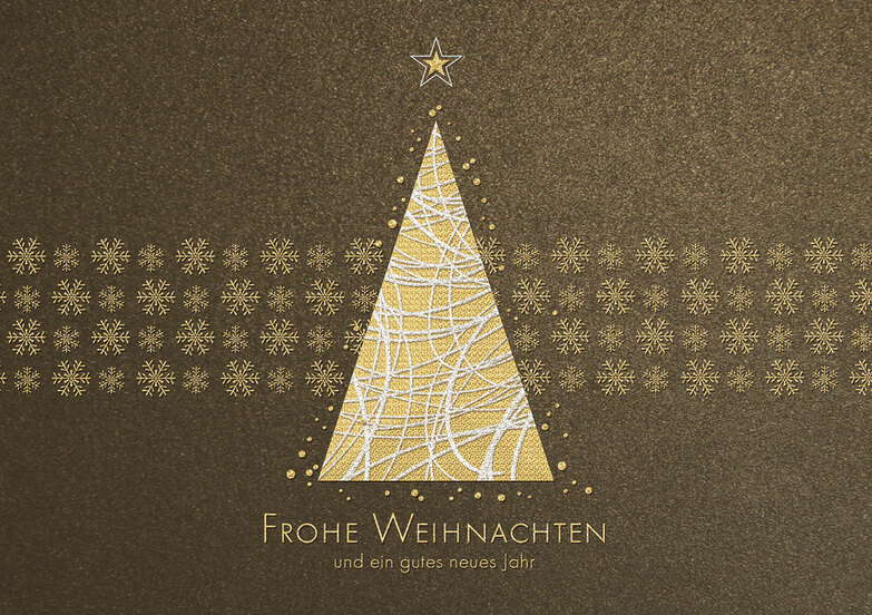 Weihnachtskarte: Pyramidenabaum auf Bronze