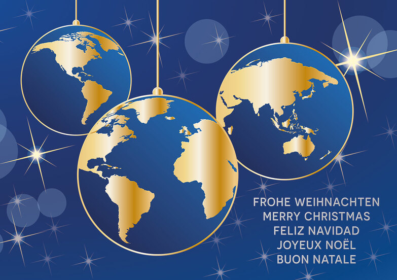 Weihnachtskarte: Drei Welten