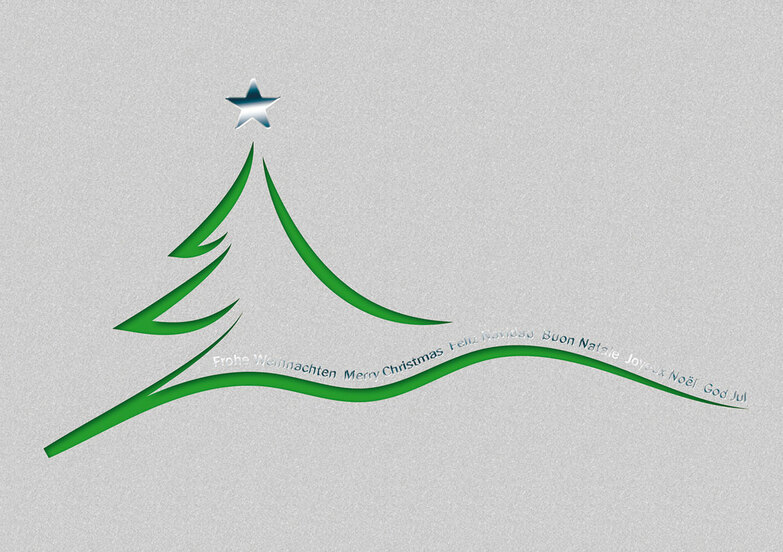 Weihnachtskarte: Fliegende Linien - Grün