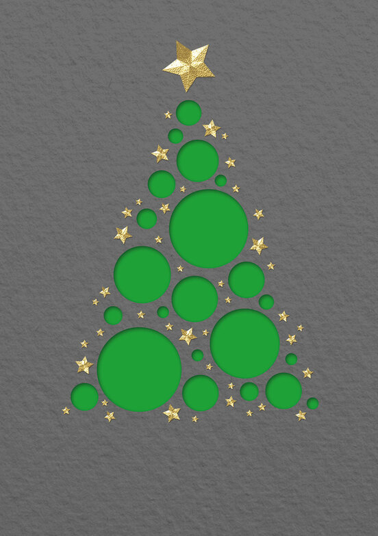Weihnachtskarte: Kugeln - Grün
