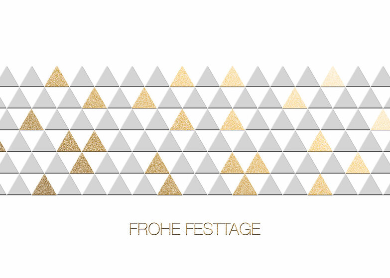 Weihnachtskarte: Dreiecke golden und silber