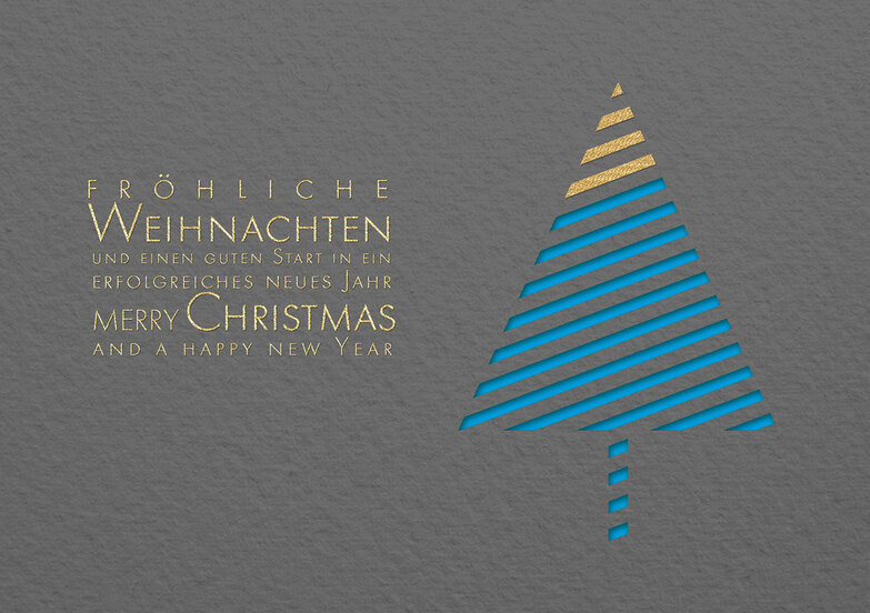 Weihnachtskarte: Linientreu - Blau