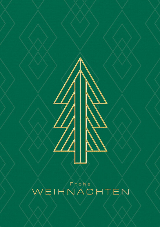 Weihnachtskarte: Grün und Gold