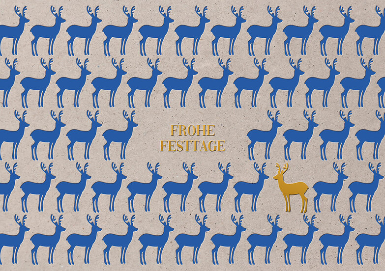 Weihnachtskarte: Gold zu Blau