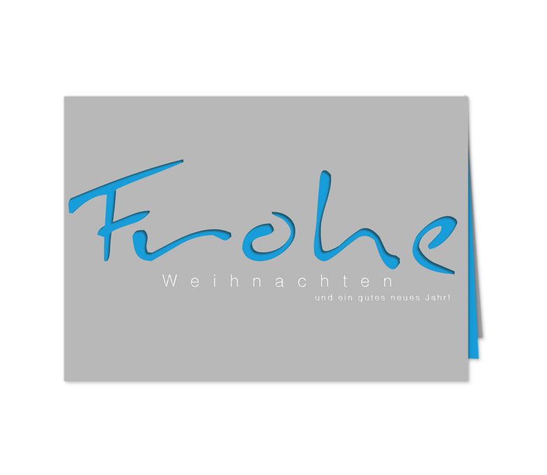 Karte: Frohe Weihnachten - Blau