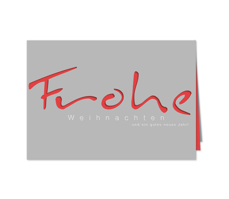 Karte: Frohe Weihnachten - Rot