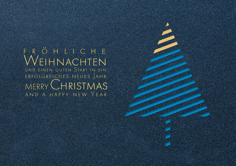 Weihnachtskarte: Quer - Blau