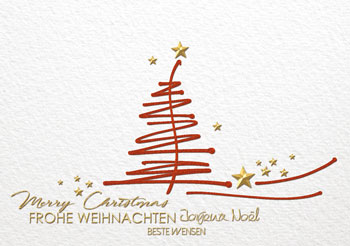 Weihnachtskarte mit grafischem Baum