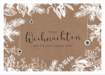 Weihnachtskarte mit stilvollen Elementen und Grußtext